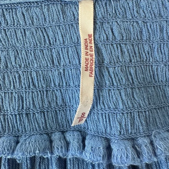 Free People Wind Willow Embroidered V-Neck Mini Dress in Blue - Picture 9 of 10